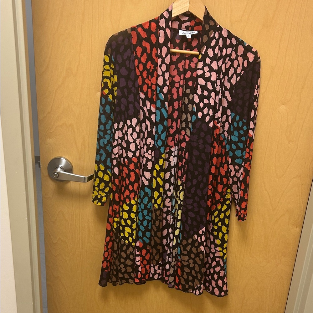 Serengeti Multicolor Animal Print Open Front Cardigan